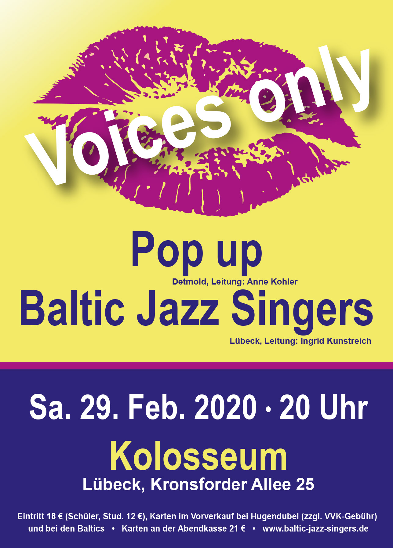 Pop-Up beim Voices-Only 2020 mit den Baltic Jazz Singers in Lübeck, Kolosseum